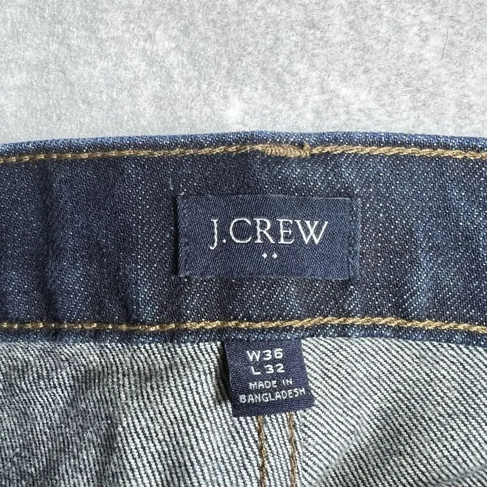 J. Crew Straight Jeans Mens Size 36 Dark Wash Blue Comfy Stretchy Denim
